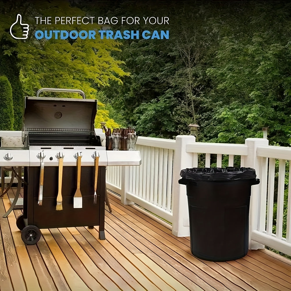 Black Disposable Large Garbage Bag in Kitchen Trash Can, Super Strong 65 Gallon Multi-Functional Cleaning Product for Industrial, Garden, Home, Business - Durable, Leak-Proof, Easy to Use