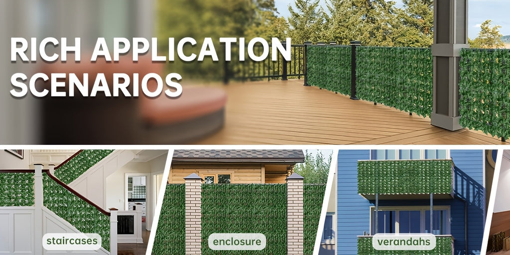 40x120 Inch Large Artificial Ivy Privacy Fence Panel - UV-Resistant Heavy Duty Plastic Leaf Screen with 20 Installation Ties, Realistic Evergreen Hedge Panel Suitable for Indoor/Outdoor Use, Easy Installation, No Maintenance Required - Privacy Fence