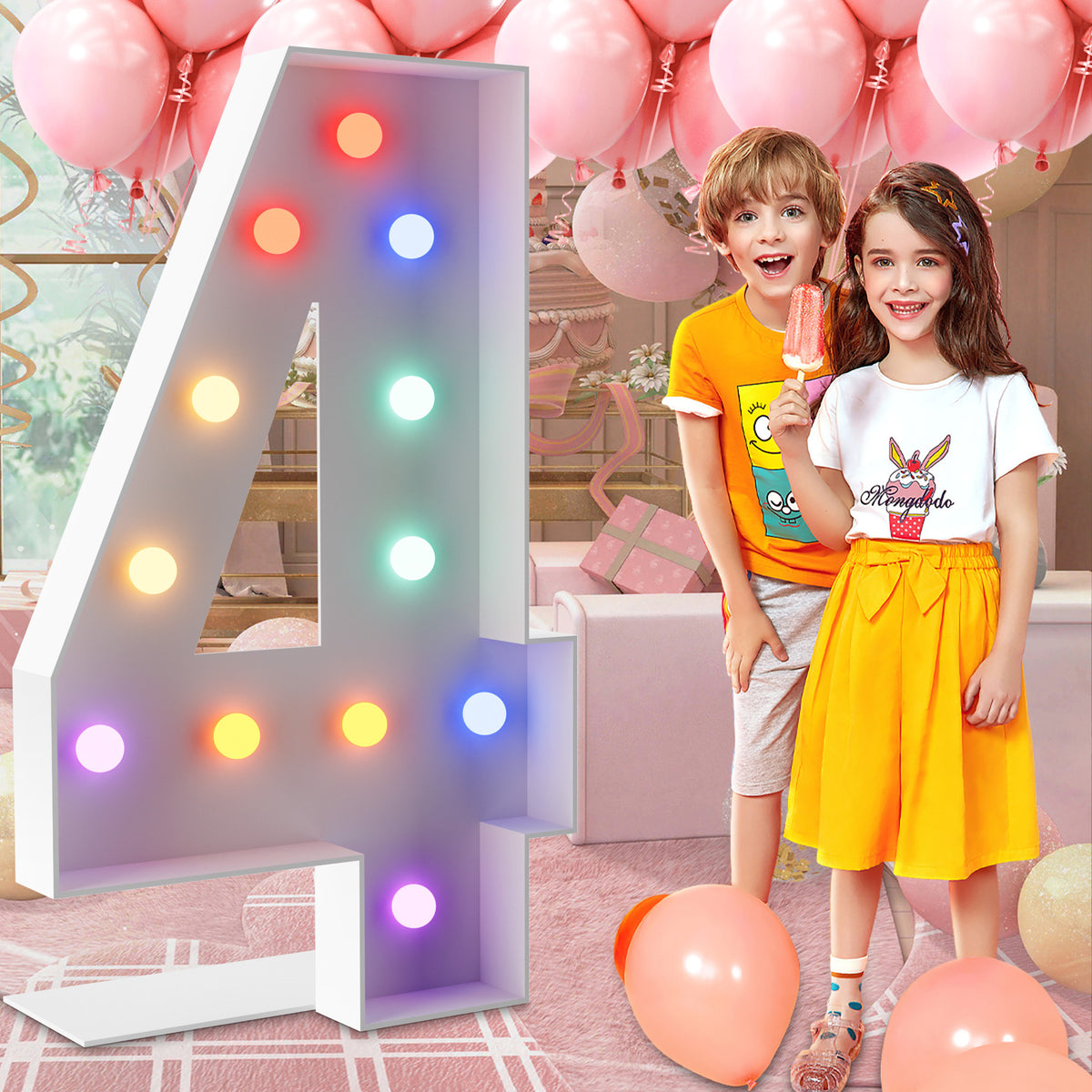 Marquee Numbers 4 feet tall 0-9 20 & 24 11 Colors & 3 flash modes