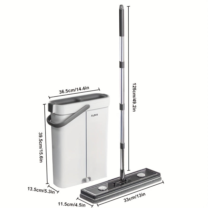 Flat Mop And Bucket with Upgrade Wringer Set, Hands Free Flat Floor Mop And Bucket, Wet And Dry Use, Separates Dirty And Clean Water, Deep-Cleaning Mops for Floors, Walls, Floor Cleaning Tools with 2 Or 6 Washable Microfiber Pads