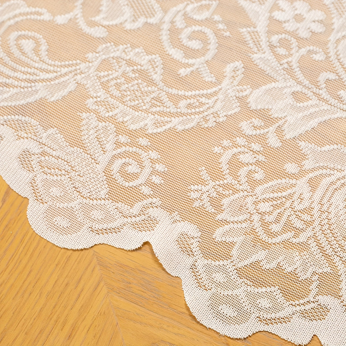 Elegant White Lace Tablecloth with Intricate Phoenix Tail Flower Embroidery - Perfect for Weddings, Receptions, Dinners, and Home Decor - Polyester, Rectangular, Machine-Made, Holiday Table Setting|Floral Lace Design|Polyester Fabric