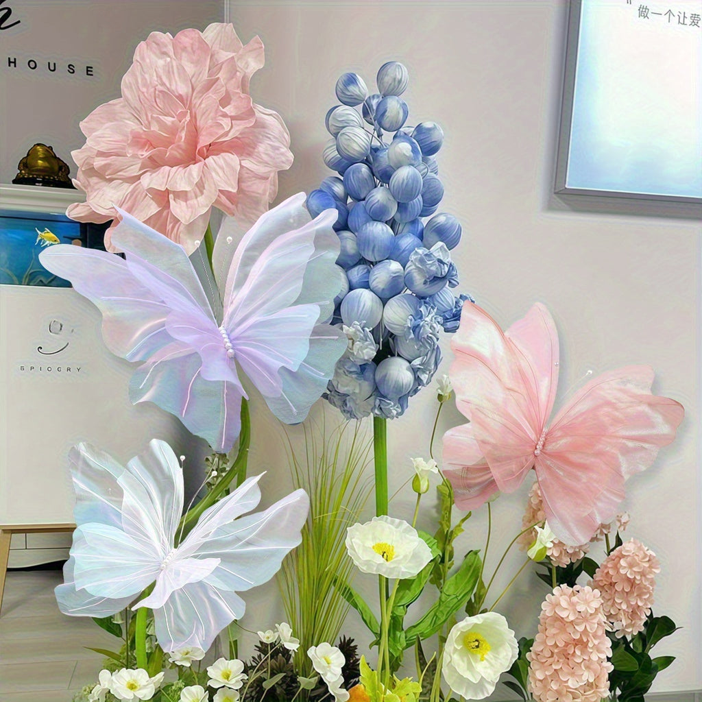 3pcs 50cm/ 19.69in Large Butterfly Artificial  Party Decoration 3D Butterfly Wall Decoration Baby Party Wedding Decoration Birthday Party Home Supplies Decoration