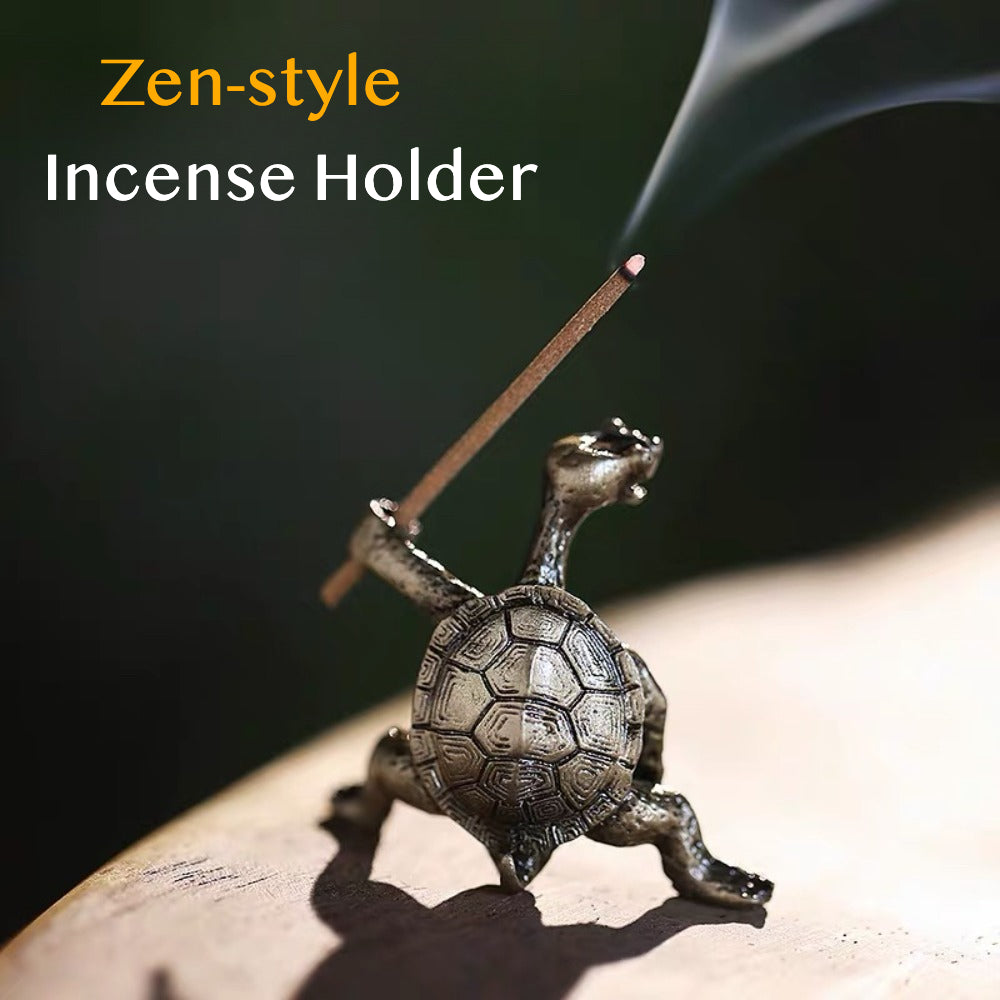 2pcs Brass Turtle Incense Holder - Kung Fu Style, Creative Home Decor Craft, Meditation Holder Brass Turtle And Red Copper Turtle
