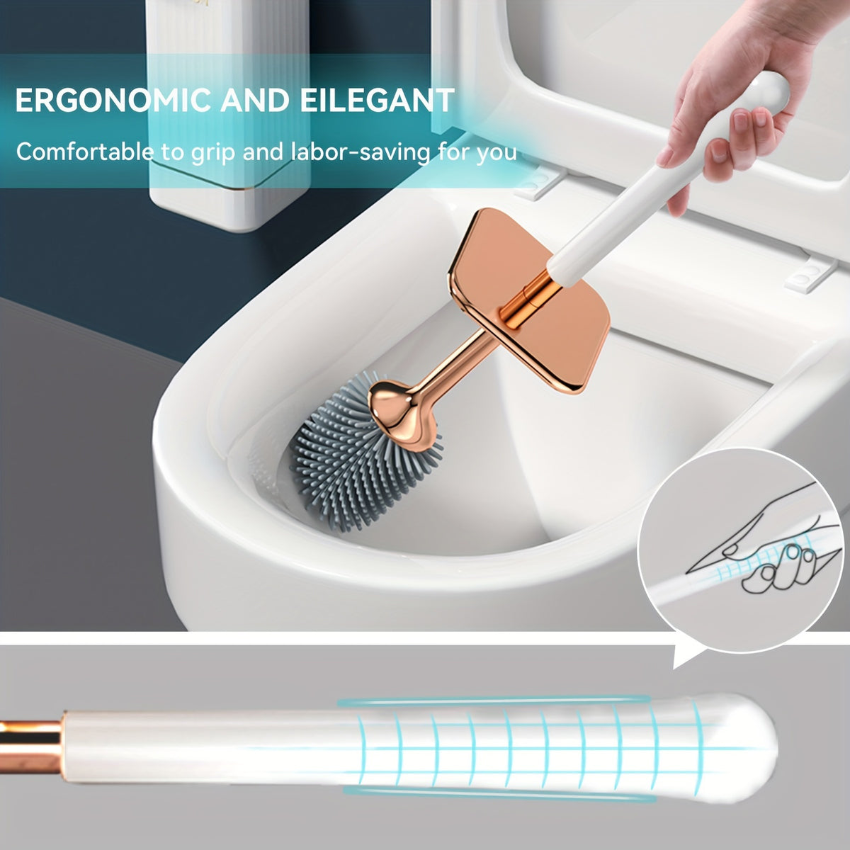 1 Set Of Ergonomic Toilet Brush Set, Odor-resistant, Easy to Clean And Store, Ideal for Bathroom Essentials, Christmas Essentials