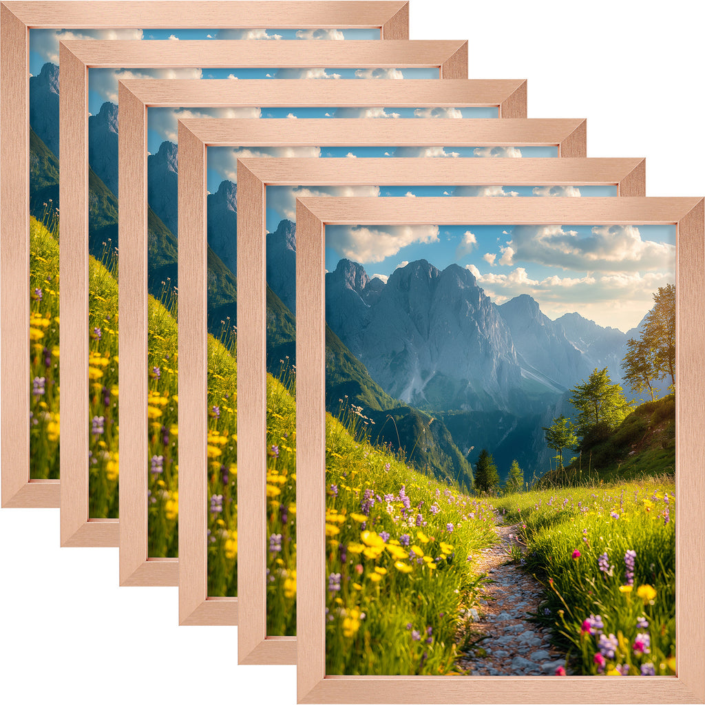 6 Packs 6x8/8x10/9x12/11x14/16x20 Picture Frames Set, Engineered Wood Gallery Wall Frame Set with Plexiglass - Wall Mounting or Tabletop Display