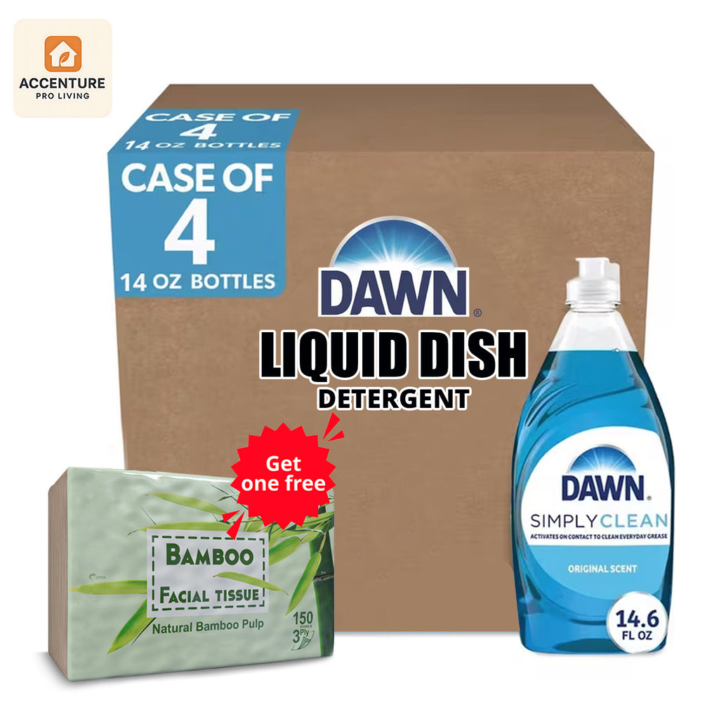 Value Pack of 4 Dawn Simple Clean Dish Soap Detergent, Ultra Original Scent, 14 oz each Best for All Purpose Cleaning Dish Detergent with tissue