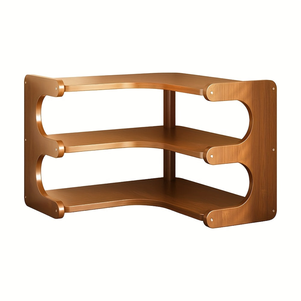 Corner Desk Shelf Organizer, 2 or 3 Tier Space-Saving Desktop Storage for Books, Stationery, Plants and Decor in Home Office, Bedroom and Living Room