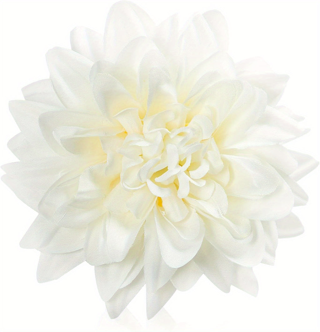 15pcs Bulk Realistic Large 3.5 Inch White Silk Dahlia Flowers Heads - Artificial Dahlia Bouquets for Wedding, Party,, DIY Crafts, Centerpieces - Faux Flower Heads for arrangements