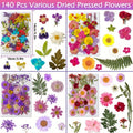 Dried Flower and Leaf Craft Set, 140 Colorful Botanical Pieces for Resin Jewelry, Scrapbooking, Handmade Cards and Nature Inspired Home Decor Projects