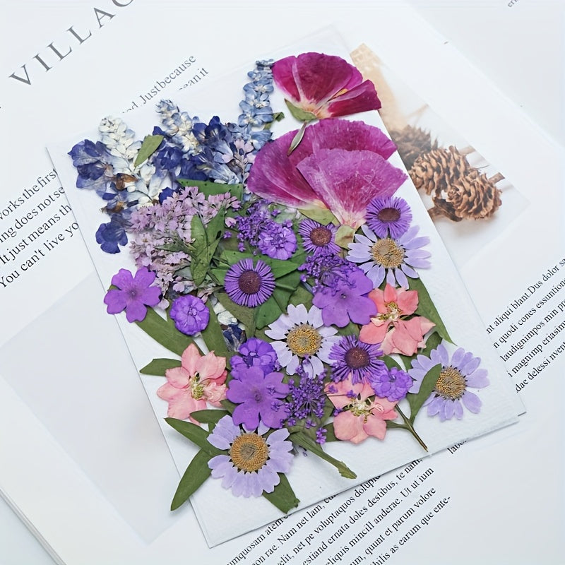 153-160pcs Vibrant Dried Pressed Flowers And Leaves Set - Nature-Inspired Decoration Kit for Crafts, Resin Jewelry, Scrapbooking And More