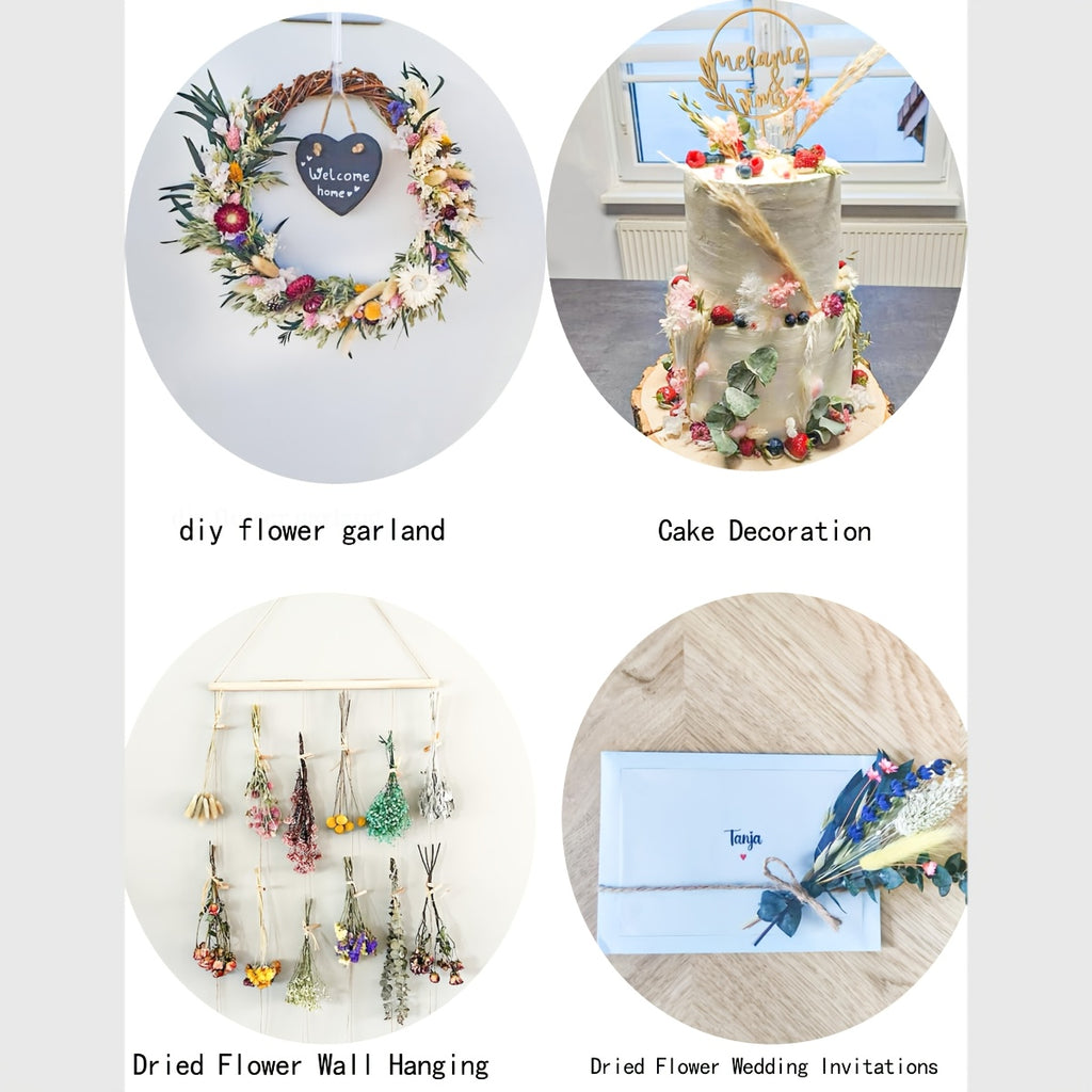 Dried Flower Bouquet with Pampas Grass - Bohemian Wedding Centerpieces, Dried Cake Flowers & Boutonnieres for Groom/Best for Man - Low Maintenance Wedding, & Decor - -Lasting Botanical Arrangement
