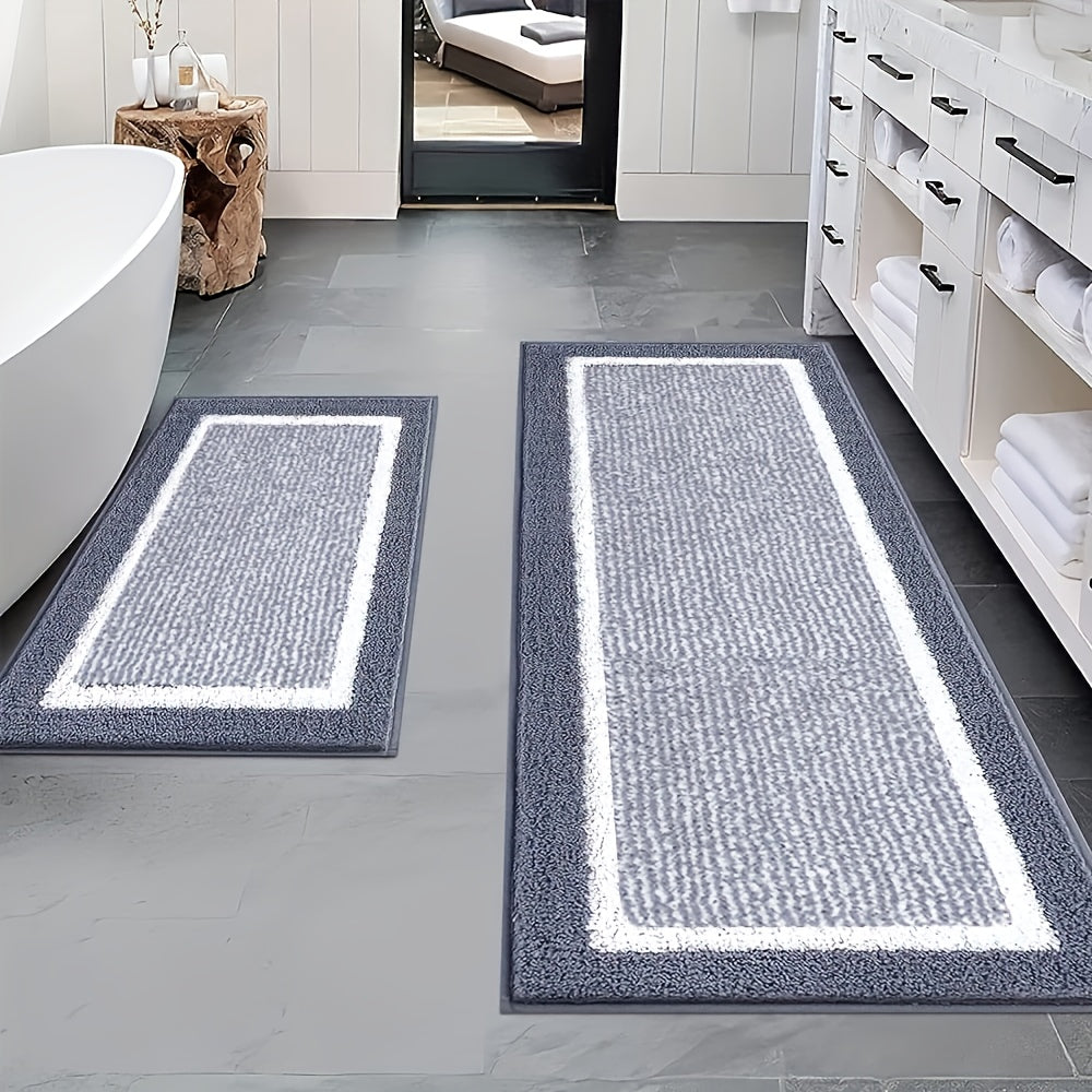 Bathroom Rug Set 3pcs Non-Slip Absorbent Bath Mats for Bathroom Sets Washable Microfiber Bathroom Rugs And Mats Shaggy Bath Rugs And U-Shaped Toilet Mat for Bath Floor