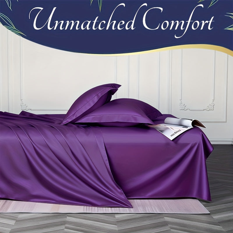 Bamboo Viscose Bed Sheet Set, 3 or 4 Piece Soft Cooling Bedding with Deep Pocket Fitted Sheet, Flat Sheet and Pillowcases for All Season Comfort