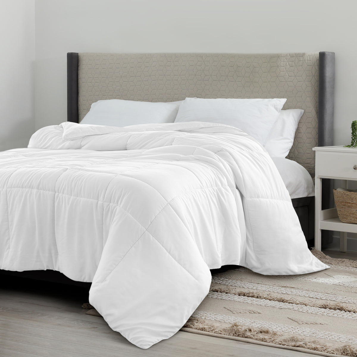 Lux Decor Comforter - All Season Quilt Comforter For Summer Sleeping With Corner Tabs - Soft, Breathable Versatile Bedding & Bedroom Decor - Luxurious Box Stitching