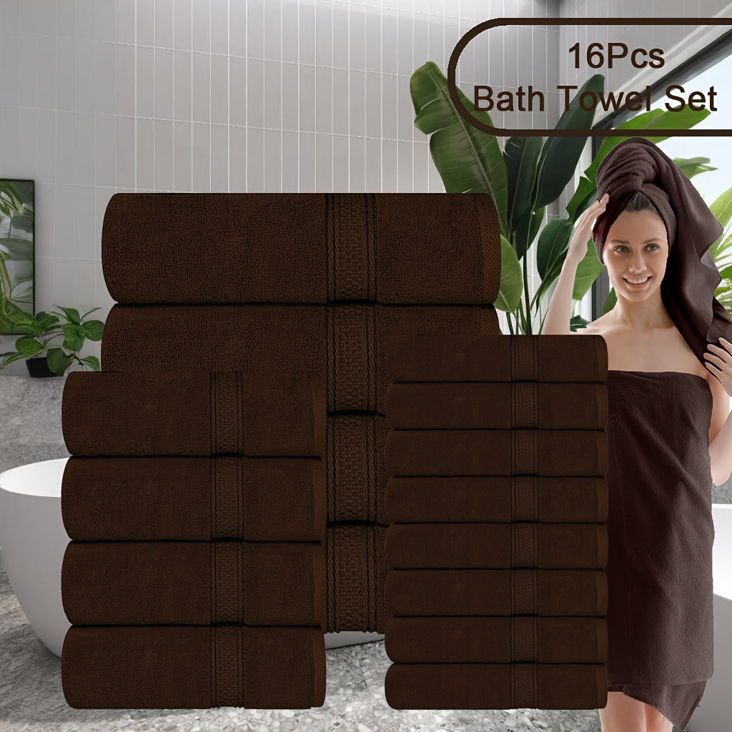 UToPantica 16pcs/8pcs Luxurious Soft Towel Set | 2/4 Bath Towels, 2/4 Hand Towels, 4/8 Washcloths Luxurious, Soft, Skin Friendly, Good Water Absorption, Quick Drying, Thickened Bathing Towel, Suitable For Home, Hotel, Travel, Fitness, Beauty SPA