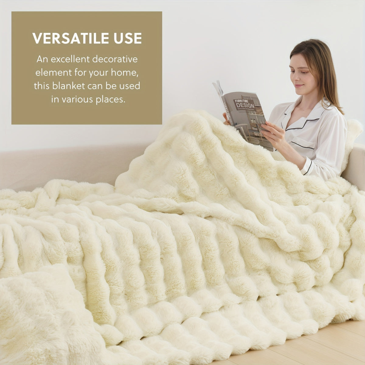 1pc Orhopui Faux Rabbit Fleece Blanket, Soft Warm Throw Blanket, For Bedroom Guest Room Living Room Student Dormitory Car Sofa Travel, Multifunctional Blanket, For All Season, Random Colors Are Available As An Option.