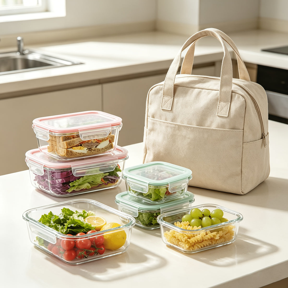 16pcs Glass Container Seal Food Storage Box, Refrigerator Receive A Case, Seal Leak Proof, Easy To Clean Design, Microwave/freezer, Lunch Boxes | Sealed Storage | Durable Glass Box Lid Food Storage Containers (8 Lids + 8 Containers) Lunch Box