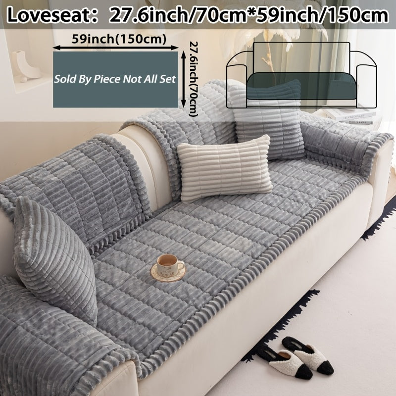 1pc Bohemian Style Sofa Cover, Plush Thick Warm Sofa Cover with Ruffled Edges, a Pet'S Favorite, Home Protection And Decoration Cover