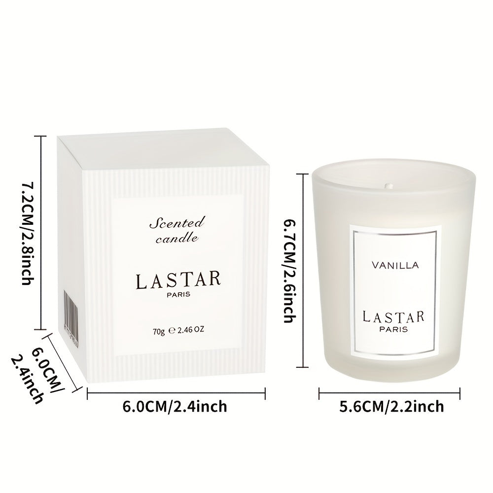 LASTAR Paris Vanilla Scented Candle - Elegant Round Soy Wax Jar with Glitter Accents, Perfect for Home, Hotel, Wedding Decor | Ideal Gift for Christmas, Halloween, Valentine's Day, Mother's Day, Net Content 70g