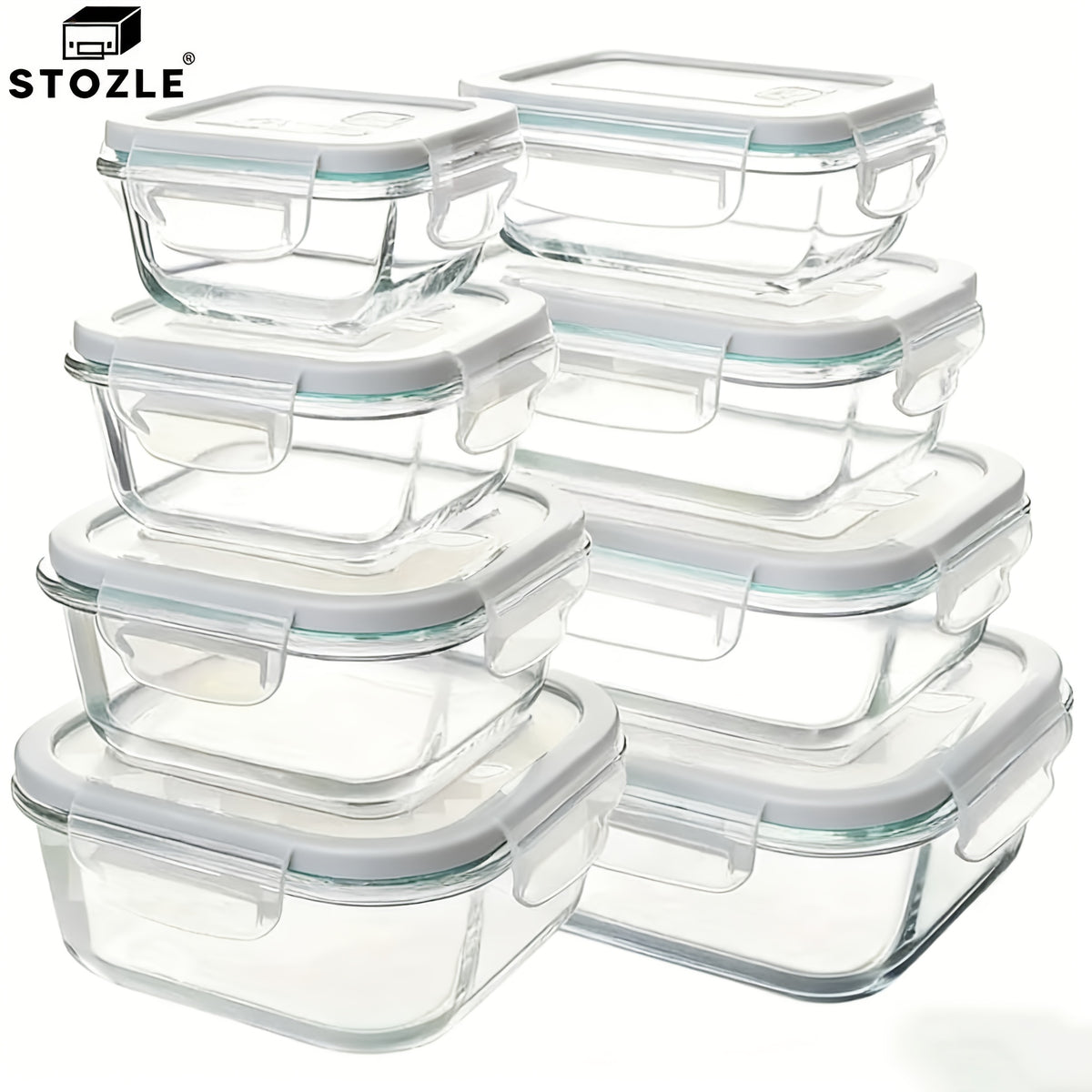 16pcs Sealed Glass Food Storage Containers, Lunch Box, Microwave, Oven - Great For Salads, Fruits, Vegetables And Sandwiches, Lunch Box | Sealed Storage | Durable Glass, Food Storage Containers (8 Lids + 8 Containers)