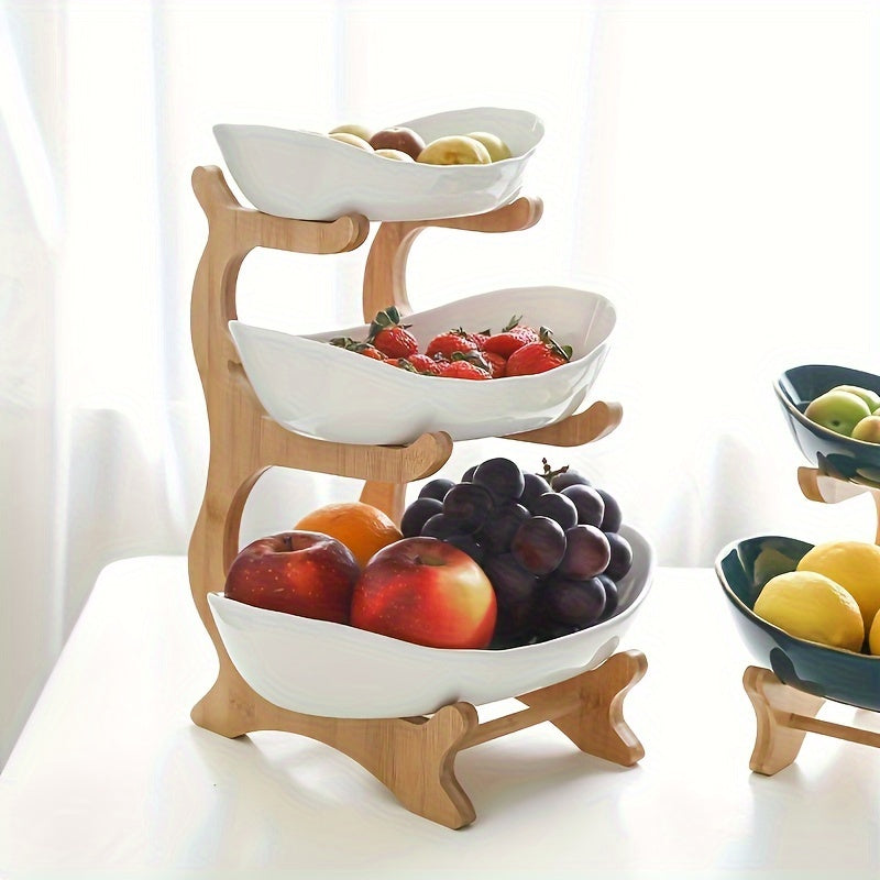 2/3-Tier Luxury Elegant Fruit Stand - Double Layer Fruit Bowl with Creative Candy Display - Home Snack Bread Tray for Living Room, Space-Saving Design, Easy to Assemble, Birthday Gifts, Mother'S Day Gift Kitchen, Serving Tray for Desserts