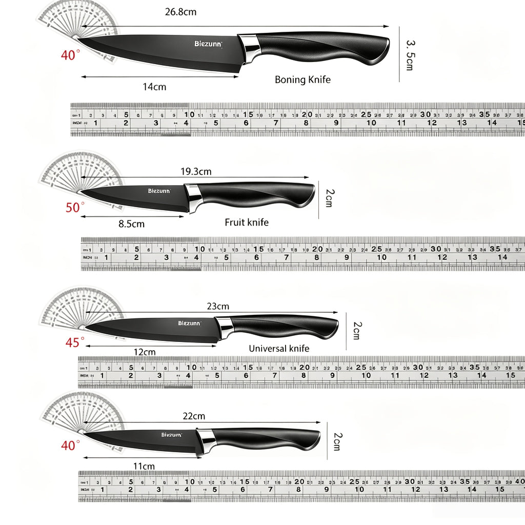 15pcs Black Kitchen Knife Set with Stainless Steel Blades, Non-Stick Coating, And Lightweight Ergonomic Handles- Professional Chef Knives for Home And Commercial Use, Sharp And Durable Utensil Set with Knife Block And Scissors