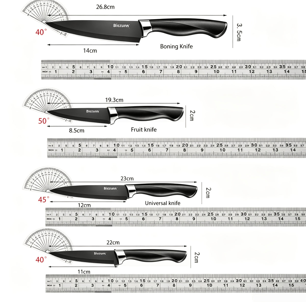 15pcs Black Kitchen Knife Set with Stainless Steel Blades, Non-Stick Coating, And Lightweight Ergonomic Handles- Professional Chef Knives for Home And Commercial Use, Sharp And Durable Utensil Set with Knife Block And Scissors