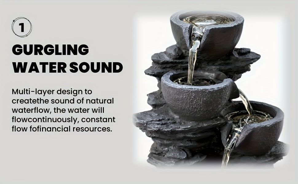 1pc Resin Tabletop Fountain, Indoor Waterfall Fountains with LED Light - Plug, Realistic Rock Design for Soothing Ambiance in Bedrooms, Living Rooms, Offices Or Meditation Spaces