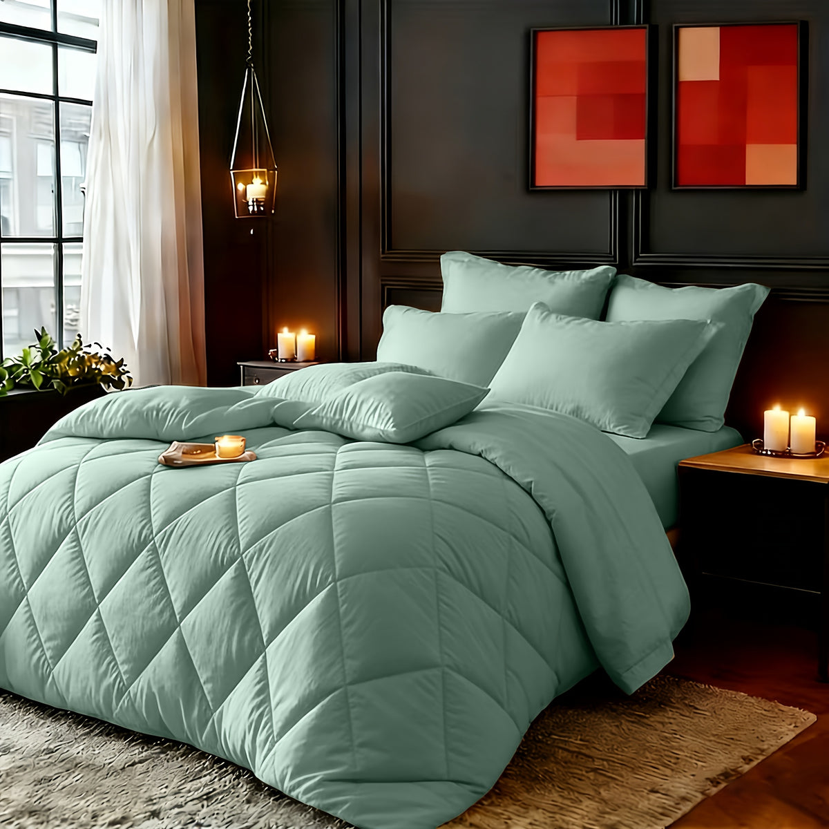 2/3pcs Red/Black Comforter Set Queen King Twin, All Season Comforter, 1Comforter, 1/2Pillowcases, Box Stitch Quilt, Hotel & School Quality Comforter, Home Bedding, Kids Room Decor, Halloween Christmas Holiday Gifts, Random Color