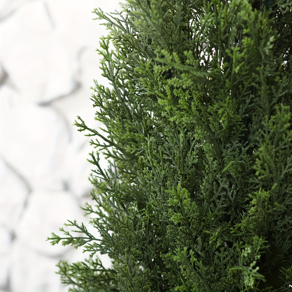 Outdoor Artificial Topiary Cedar Tree - 1pc/2pcs Fake UV Rated Potted Plants - 3/4/5FT Faux Pine Bushes And Shrubs For Front Porch Home Office Decor