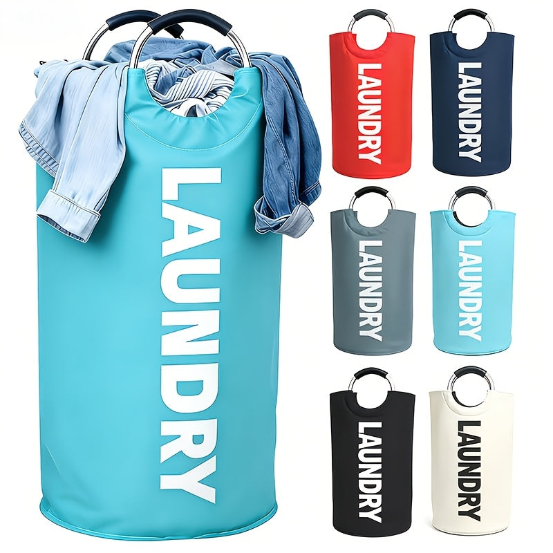 Extra Large Foldable Laundry Basket Hamper Bag (Aluminum Full Loop Handle) - Tall Collapsible Fabric Clothes Bin for Bedroom, Bathroom, College Dorm Storage, Closet Organization & Washing (Space-Saving Design), Laundry Baskets
