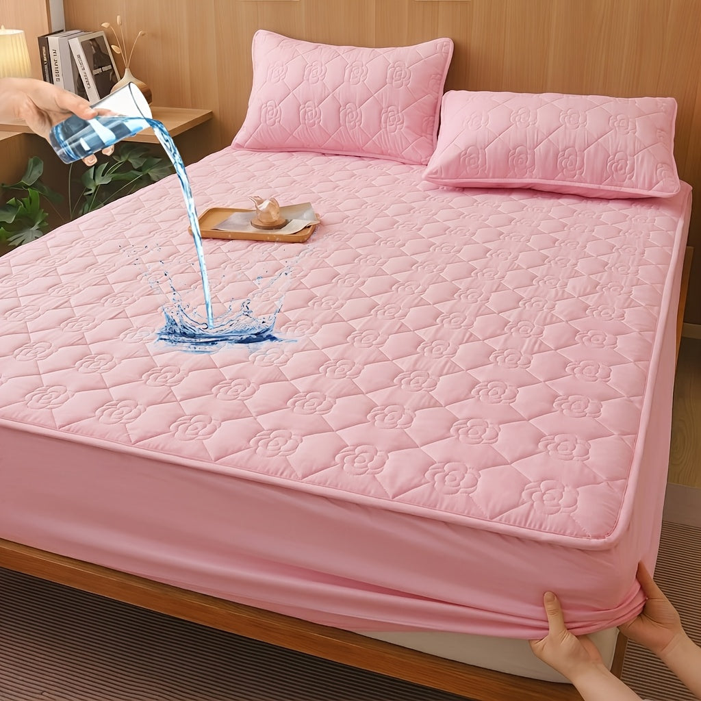1pc Modern Soft Breathable Waterproof Bed Fitted Sheet - Lightweight, Fitted Mattress Protector For All Beds, Bedding Essentials, Minimalist Design (Excluding Pillowcases)