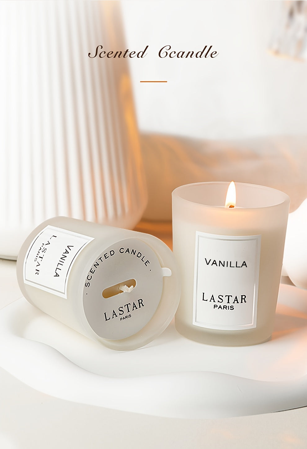 1pc Vanilla Scented Soy Wax Candle In Frosted Glass Jar - Single Wick, Smokeless, Ideal for Bedroom & Living Room Ambiance, Seasonal Celebrations, Valentine's Day Gift, Living Room Decor | Sophisticated Packaging | Smokeless Candle