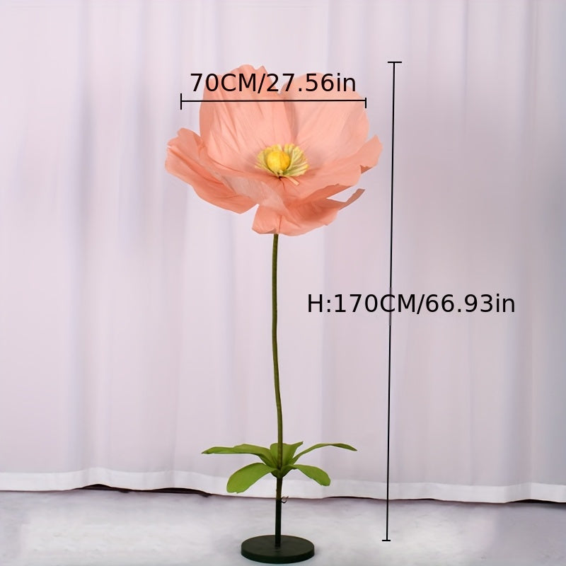 1pc, Super-large Poppy Artificial Flowers Fell To The Ground, Visited The Shopping Mall, Shop Window Decoration, Wedding Scene Decoration, Artificial Fake Flowers, Paper Flowers, Paper Art Flowers