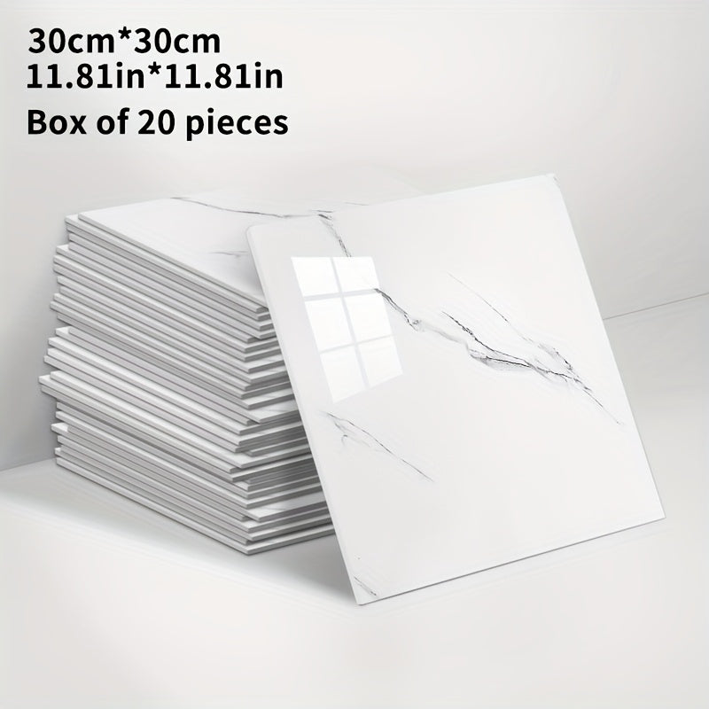 20/50pcs 3D Marble Wall Tiles Wallpaper, Self-Adhesive Foam Wall Panels, Home Decoration Wall Stickers, Peel And Stick, Easy to Clean And Cut, Suitable for Renovation of Bathrooms, Living Rooms, Kitchens, Bedrooms, Not Real Tile (Grey Marble)