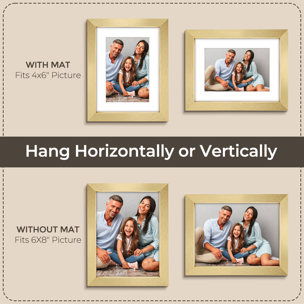 3 Pack 6x8/8x10/9x12/11x14/16x20 Picture Frames Set with Mat or without Mat, Engineered Wood Photo Frames with Plexiglass, for Wall or Tabletop Display - Gallery Wall Frames, Office Home Decor,Poster Frames