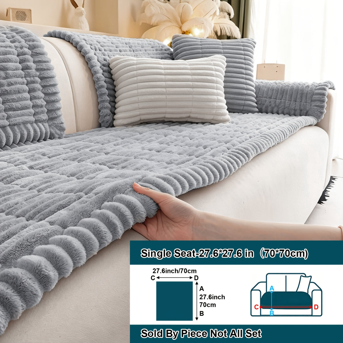 1pc Soft Quilted Thick Sofa Cushion, Bohemian Style Removable Machine Washable Sofa Protector, All Season Pet Friendly 1/2/3/4 Seater Split Sofa Cover, Suitable for Living Room Bedroom, Living Room Office Furniture Protective Covers