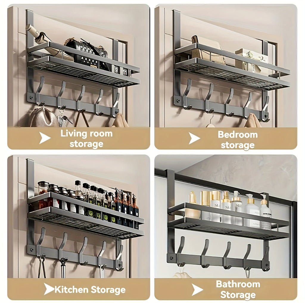 Multifunctional Metal Easy-Install Over-the-Door Storage Rack for Bedroom, Bathroom & Kitchen Organization, A Perfect Gift for Christmas And Halloween