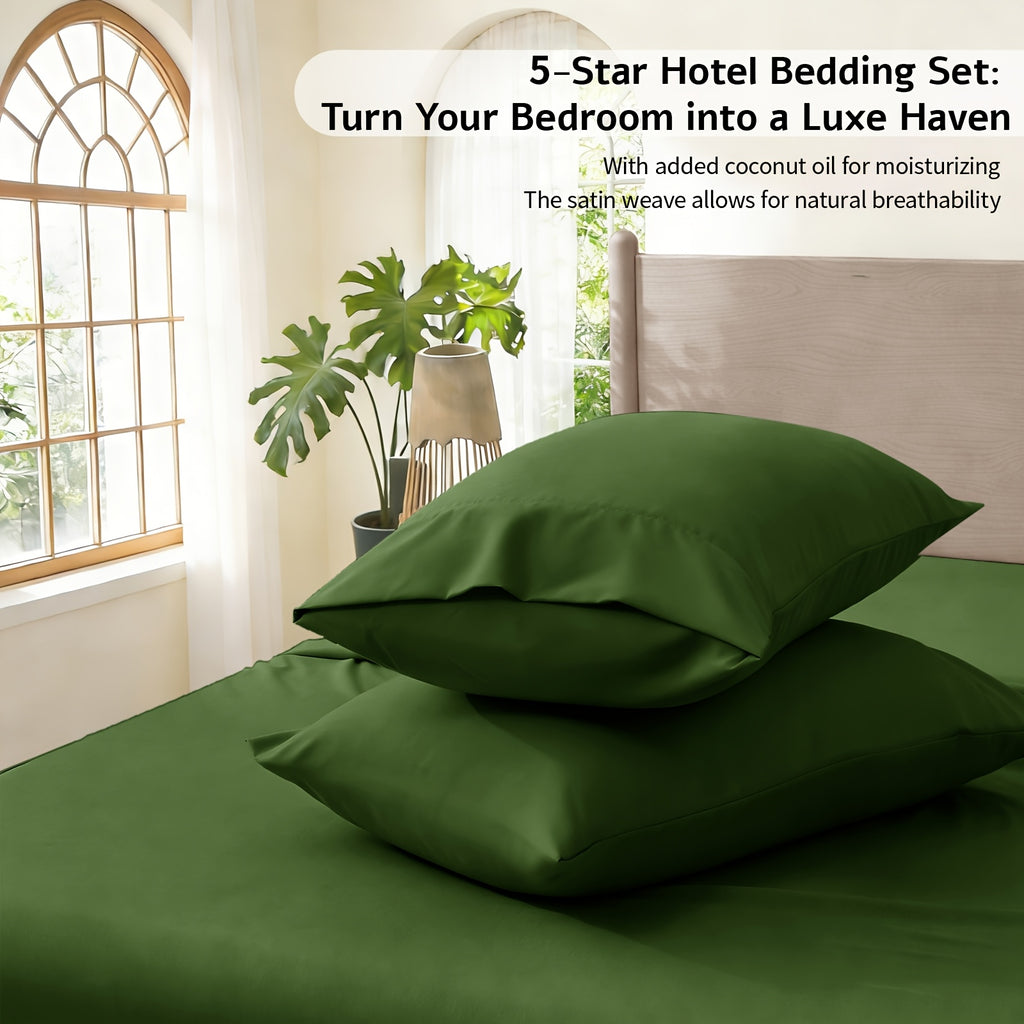 6pcs Luxury Bamboo Cooling Bed Sheet Sets - Viscose Derived From Bamboo Sheets Queen/King Size - Luxuriously Ultra Soft & Breathable Bedding Sheet Set - Deep Pocket Fitted Sheet with Bamboo Texture, Wrinkle-Resistant Soft Sheets