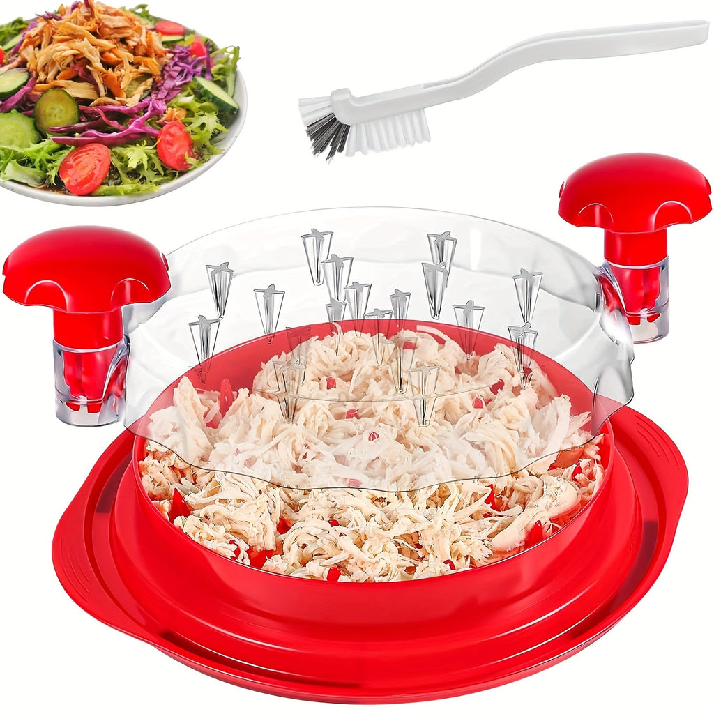 1pc Or 2pcs Kitchen Chicken Shredder Tool Twist 2024 Upgraded Large Visible Meat Shredder Twist Chicken Breast Chopper Chicken Grinder With Transparent Lid And Cleaning Brush Anti-slip Strip Suitable For Pork Beef Chicken