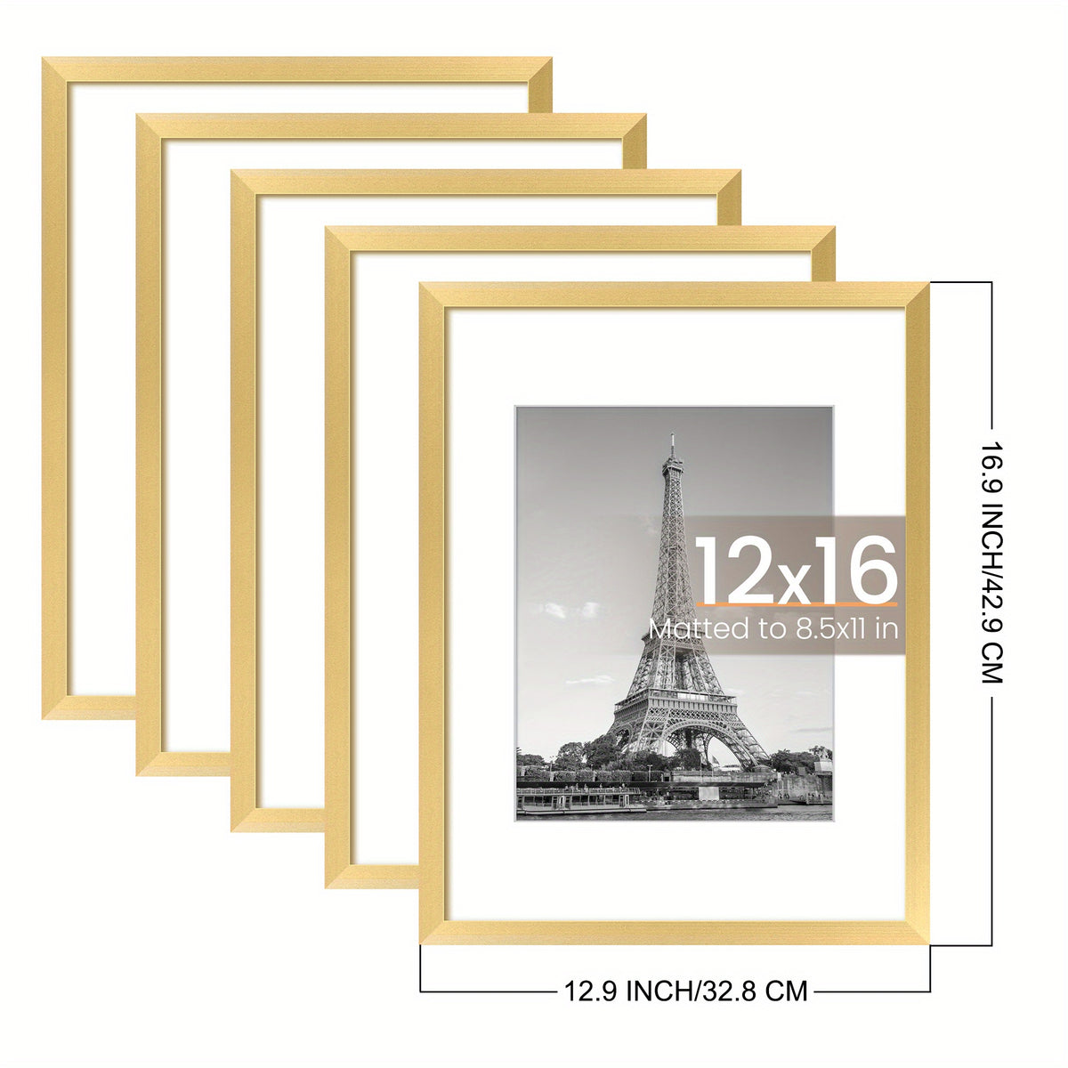 5pcs 12x16 Black Picture Frame, Display Pictures 8.5x11 with Mat Or 12 X 16 Without, Wall Gallery Poster Frames, Vertical Rectangle Picture Frame for Home, Office, Living Room, Art Decor, Birthday Party, Mother'S Day, New Year, Easter Gift