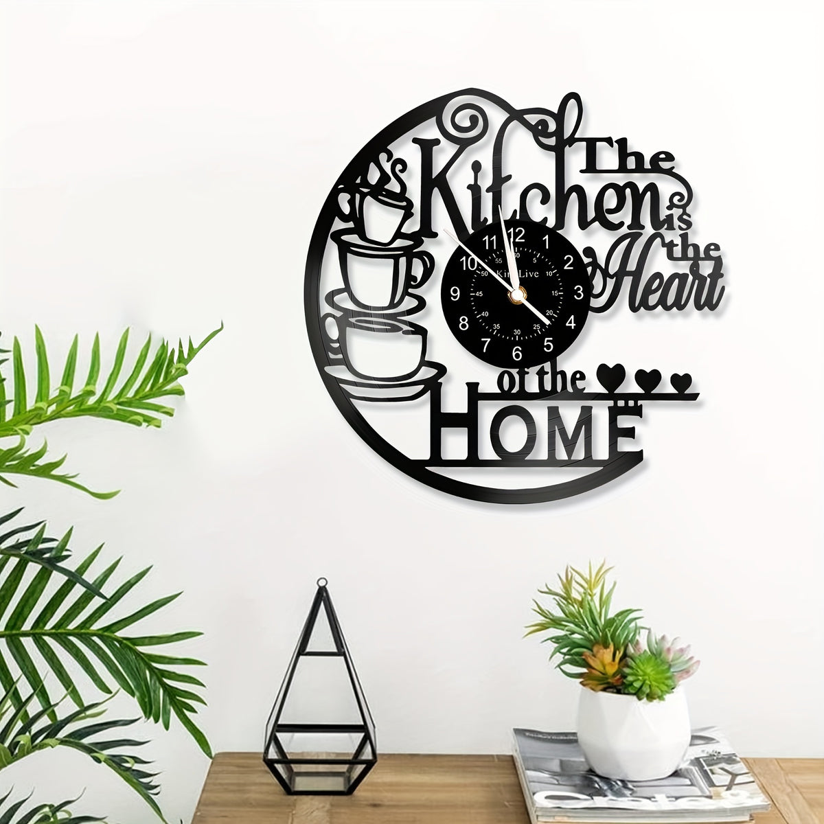 1pc Coffee Vinyl Record Wall Clock, Wall Decoration Art Decoration, Coffee Cup Design Wall Clock - Coffee Clock Silent Home Decoration, Living Room Bedroom Kitchen Bathroom, Christmas Gift/New Year Gift, Special Surprise