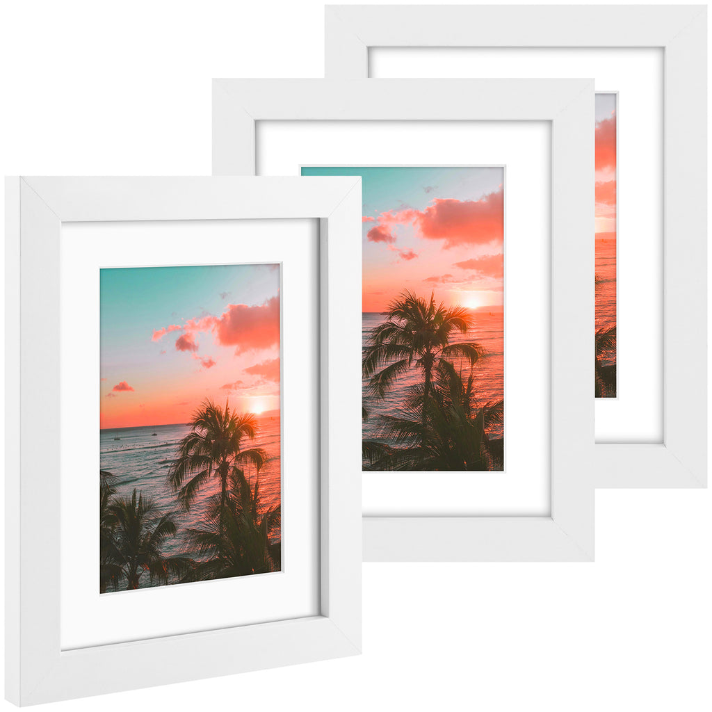 3 Pack 6x8/8x10/9x12/11x14/16x20 Picture Frames Set with Mat or without Mat, Engineered Wood Photo Frames with Plexiglass, for Wall or Tabletop Display - Gallery Wall Frames, Office Home Decor,Poster Frames