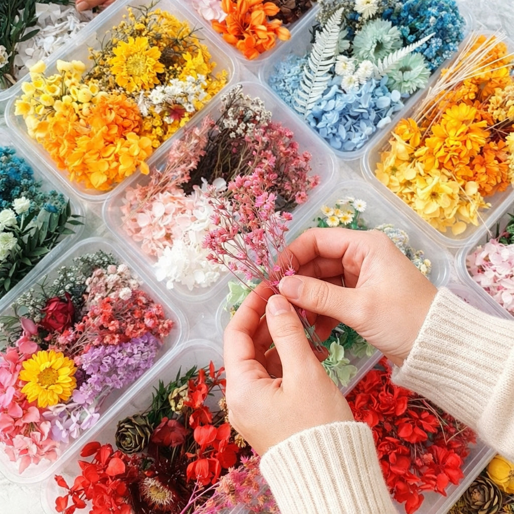 4 Boxes Dried Flower Set Assorted, Flower Set shipped randomly, Styles Decoration Wrapping Scrapbooking Home Decor Supplies