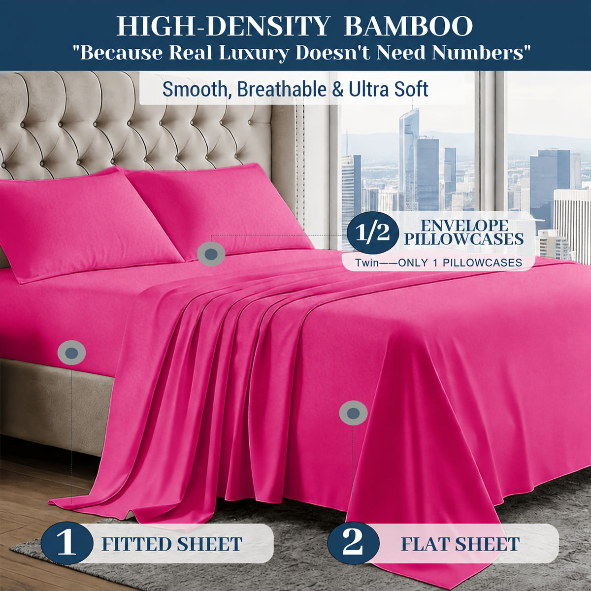 SASTTIE 2400TC Extra Deep Bamboo Cooling Bedding, Breathable & Cooling Hotel Luxury Bed Sheets Set For Child, Easy & Secure Fit - Soft, Wrinkle Free & Comfy Kids Sheet With 15" Deep Pocket, Ultra-Soft & Machine Washable Bedding, Kids Room Decor