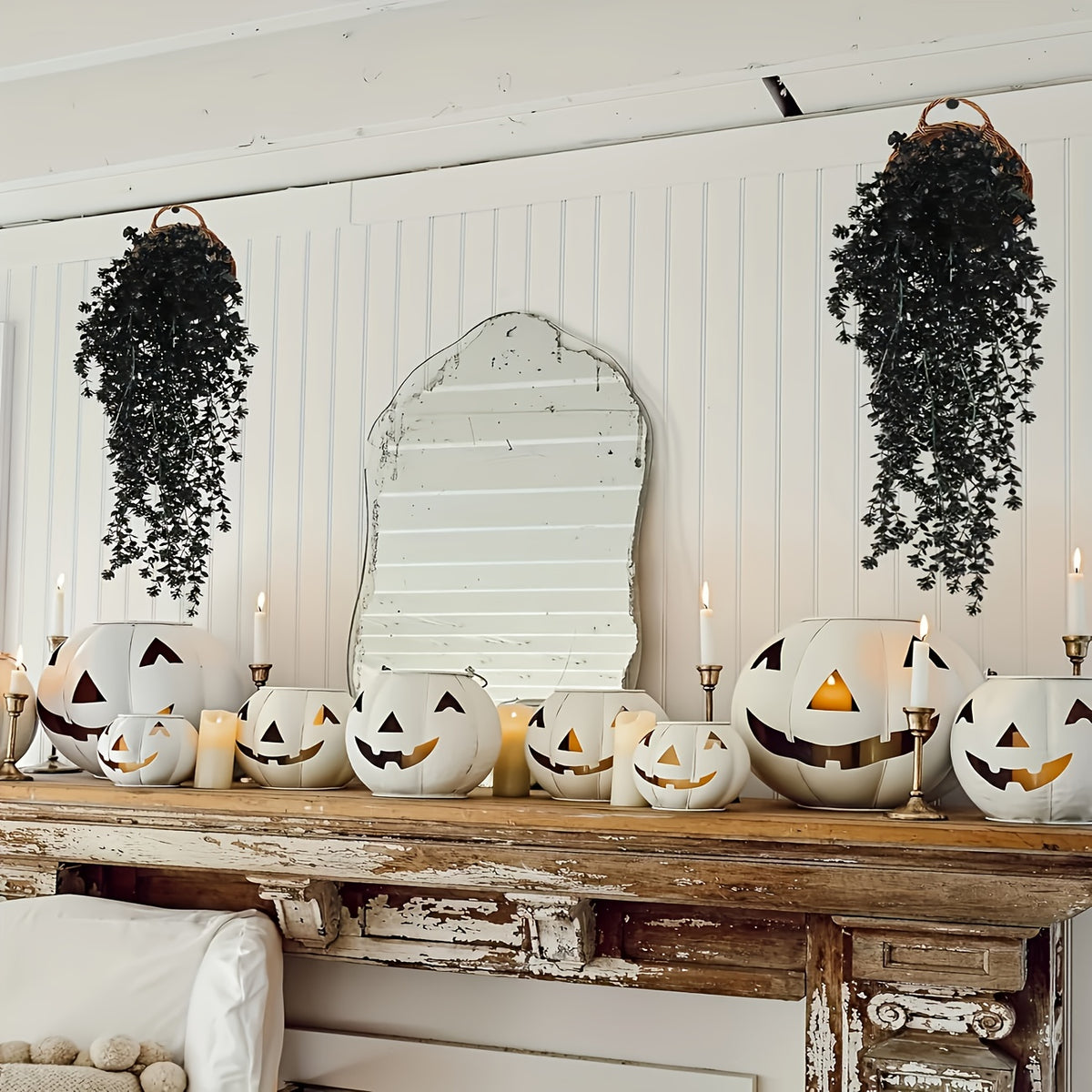 2/4pcs UV Resistant Black Artificial Hanging Flowers - Rich Artificial Greenery Vines for Indoor/Outdoor Decorations, Perfect for Halloween, Weddings And Fall Celebrations, Home Fall Decorations