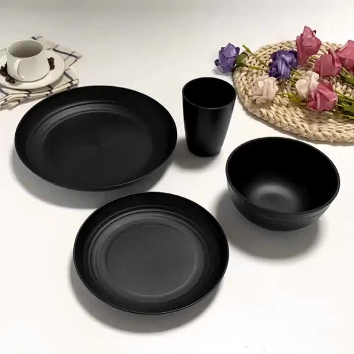 32/16pcs Wheat Straw Large Size Dinnerware Set, Service For 8/4, Lightweight Kitchen Accessories, Unbreakable Modern Dish Set-Plate/Dessert Plate/Bowl/Cup, Dishwasher And Microwave Safe, Perfect Everyday Use, Best Gifts For Thanksgiving And Christma