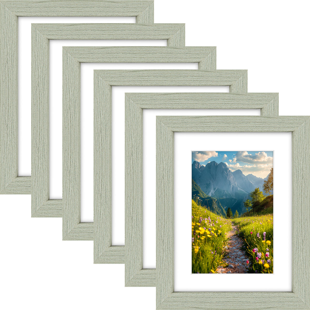 6 Packs 6x8/8x10/9x12/11x14/16x20 Picture Frames Set, Engineered Wood Gallery Wall Frame Set with Plexiglass - Wall Mounting or Tabletop Display