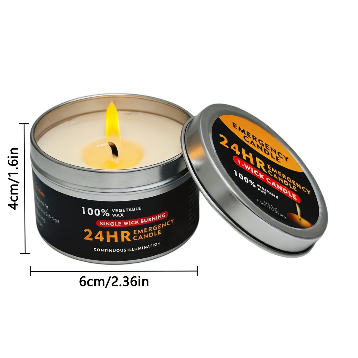 4pcs Long-Lasting 96-Hour Burn Time Unscented Soy & Palm Wax Candles in Metal Containers - 80g Each, 24-Hour Continuous Burn, Indoor/Outdoor Use for Camping, Hiking, Emergency Lighting, Holiday Decor (Halloween, Christmas, Easter