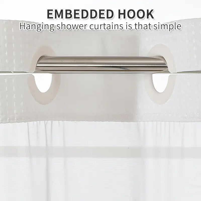 Hookless Shower Curtain and Snap Liner Set, Double-Layer Waffle Window Bath Curtain in White, Matcha or Black for Home and Hotel Bathrooms